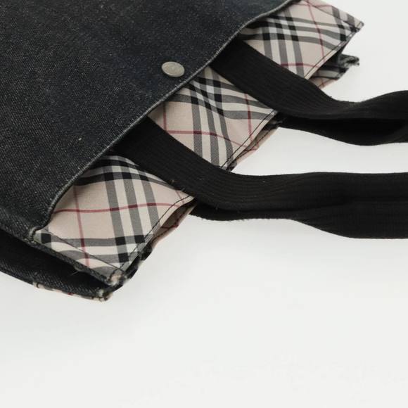 BURBERRY Blue Label Tote Bag Canvas Silver Black Auth 96669 - Picture 6 of 16